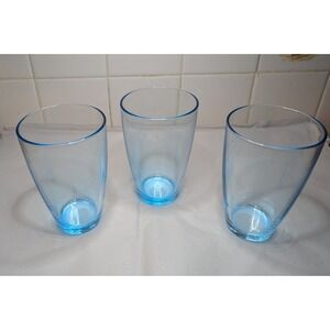 3 Bormioli Rocco Light Blue Drinking Glasses Round 14 Oz Mid Century Modern